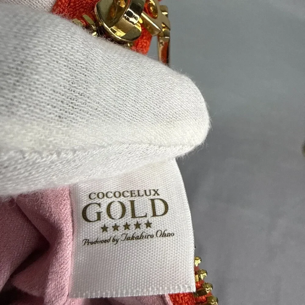Cococelux Gold Takahiro Ohno Coral Leather Mini Crossbody Bag Gold Hardware